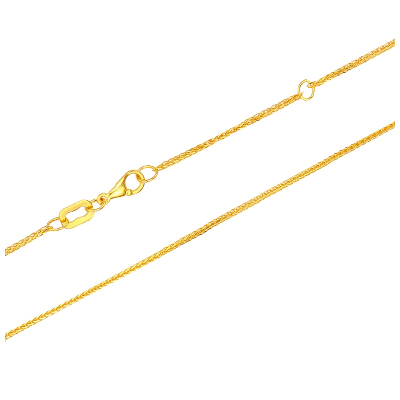 翠绿 黄金项链 足金999女款扁肖邦链新5G工艺项链 金重约1.9-2g A01000090392