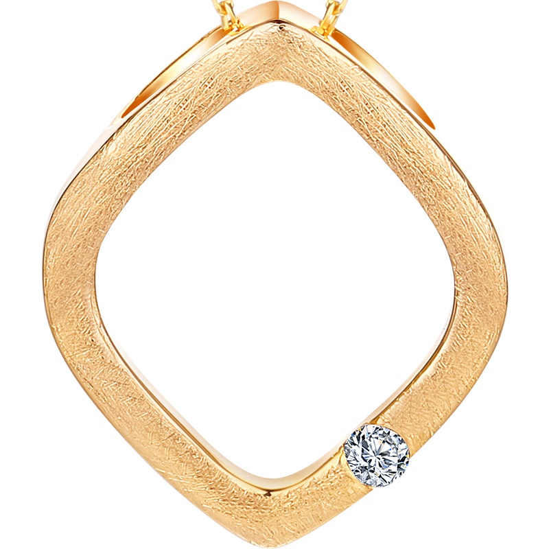 [新品]钻石世家 18K金钻石项链 Vintage系列 简约大方风格钻石吊坠女款乱砂工艺 玫瑰金色