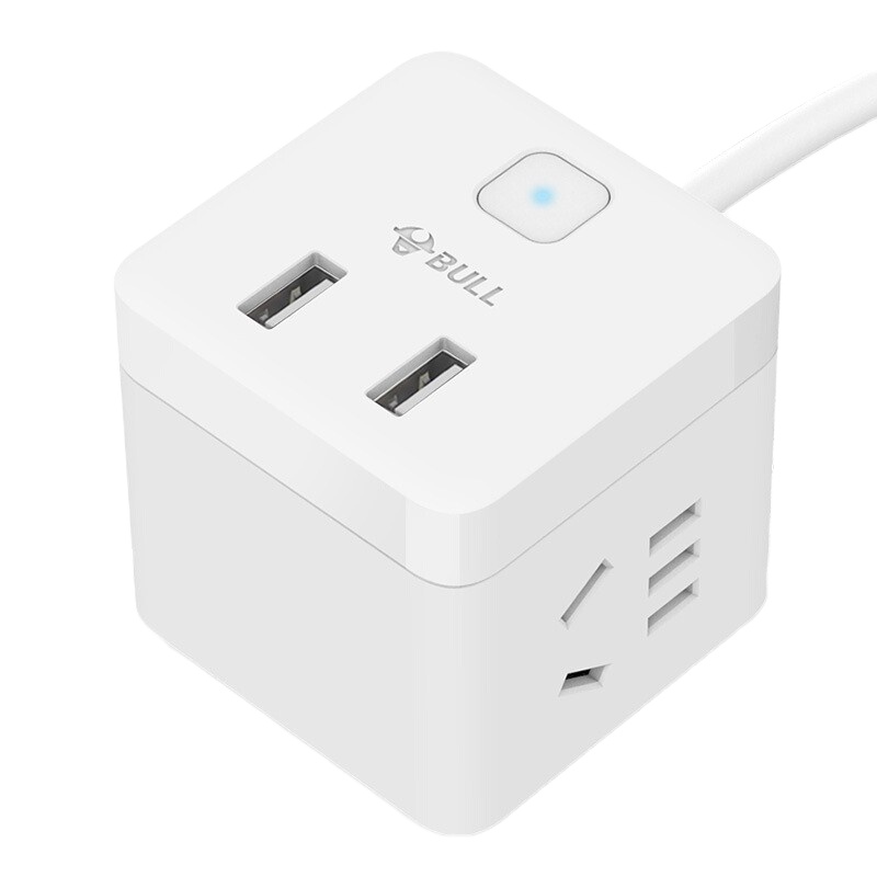 公牛(bull) UUB122(S)白色魔方5V 2.4A便携充电转换插头拖线板USB插座魔方智能插座
