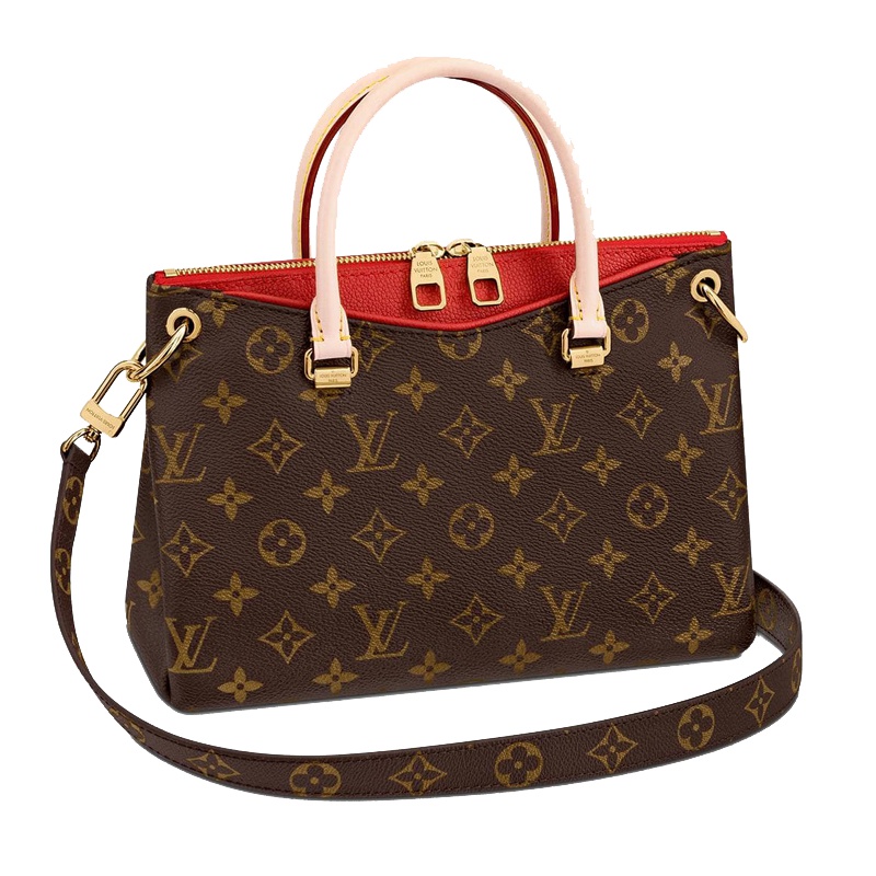 海外直邮路易威登LV女包PALLAS BB小号26cm老花拉链单肩斜挎手提包红色M41241