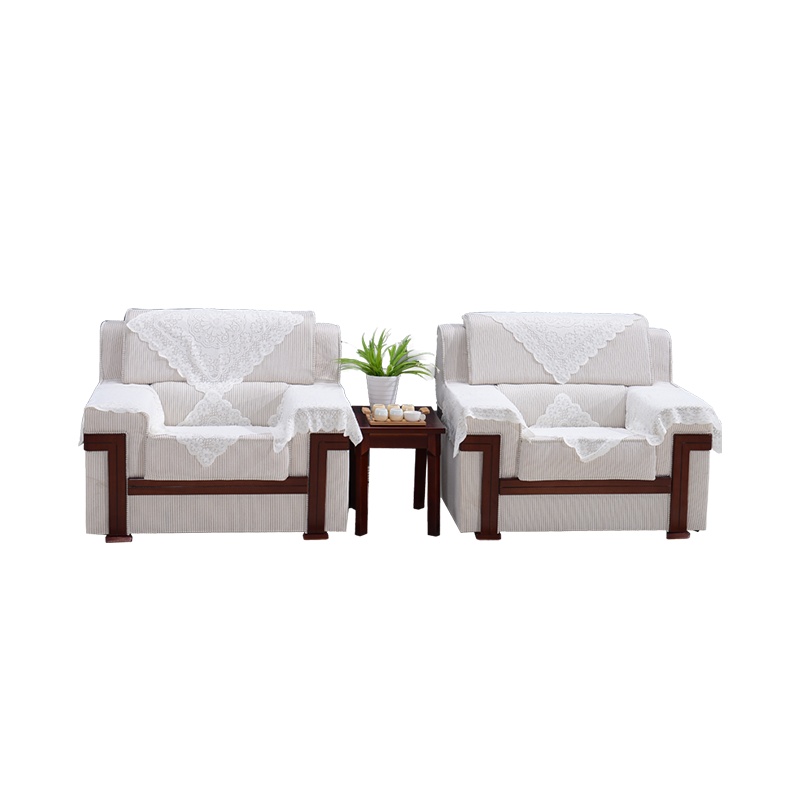 田珍 接待室单人位沙发办公室茶几组合会议沙发布艺可拆洗含沙发巾 900*750*600mm