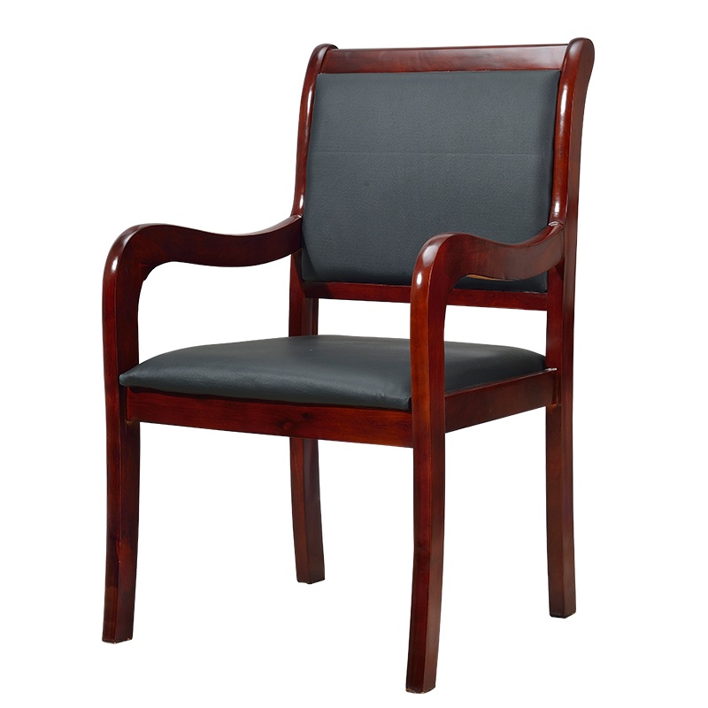 卓澳(ZHUOAO)实木会议椅时尚简约办公职员麻将椅电脑人体工学带扶手皮革椅