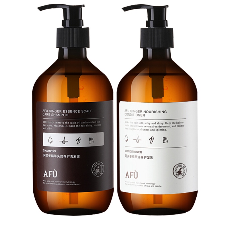 阿芙(AFU)生姜洗发水洗发露脱发控油无硅油防干枯毛躁 强健发根 洗发水+护发素500ml*2