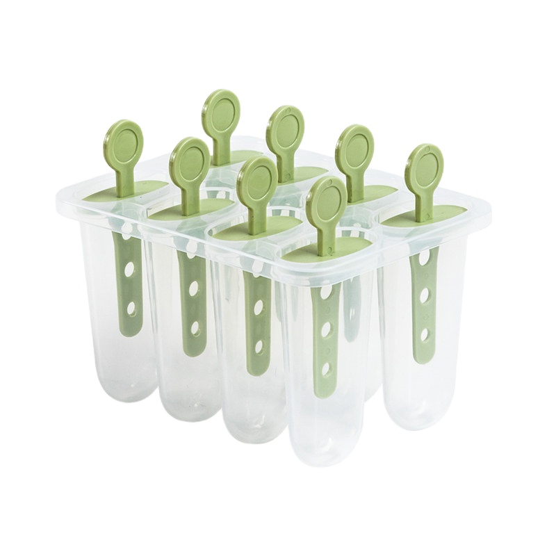 创意儿童雪糕模具塑料家用自制冰激凌做冰棒冰淇淋冰格冰棍制冰盒 敬平 绿色长条款(不带底座)