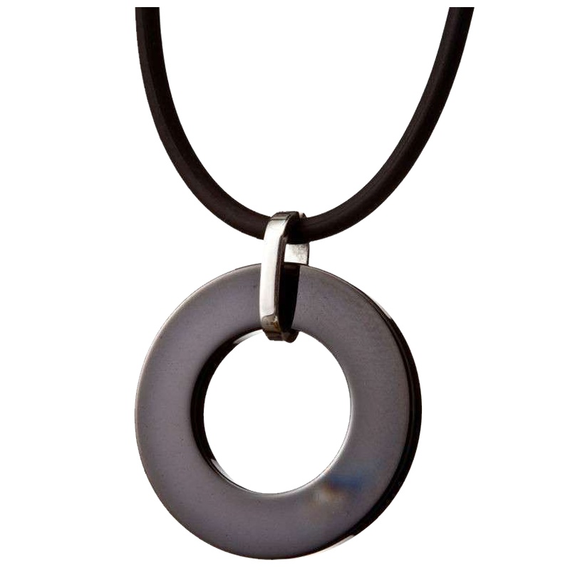 梦克拉 Mkela 钨金钨钢吊坠 配黑色皮绳 黑色圈动 圆形