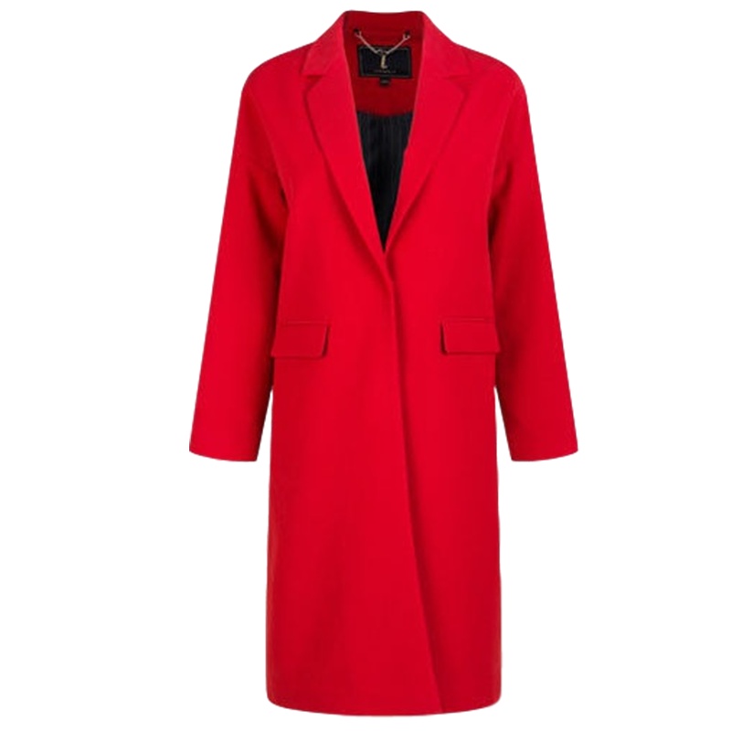 【福利款】拉夏贝尔春季纯色宽松中长款西装领大衣小西装修身外套女10009563