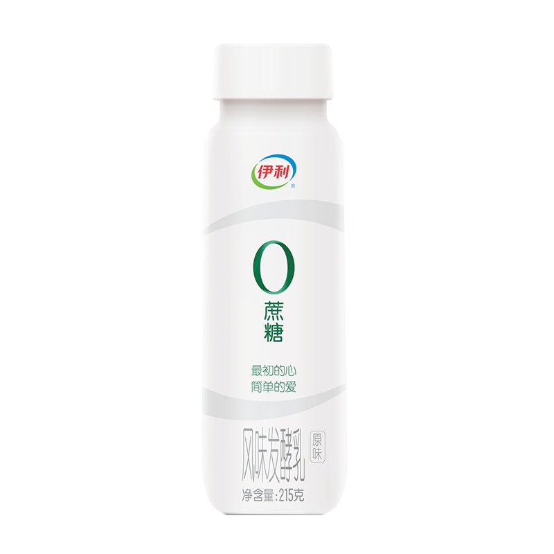 伊利0蔗糖酸奶风味发酵乳原味代餐无糖精酸牛奶非脱脂早餐奶整箱215g*8瓶