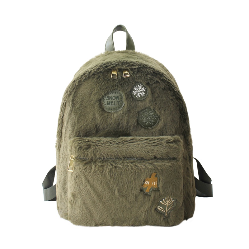 花间公主融雪毛绒包包女2021春季新款刺绣少女心双肩包百搭毛毛背包