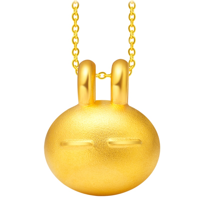 周大生定价黄金吊坠女3D硬金兔斯基足金挂坠可配项链正品生日送女友送爱人