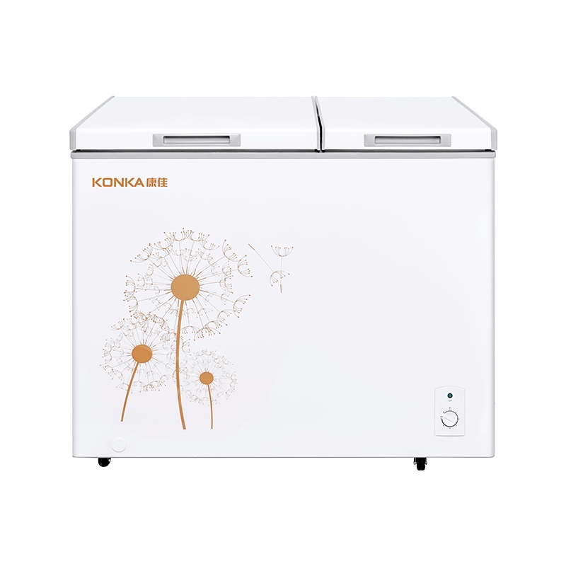 康佳(KONKA)206升 双门双温冷柜 小型家用卧式冰箱 顶开式保鲜柜 家用商用冰柜BCD-206DZP