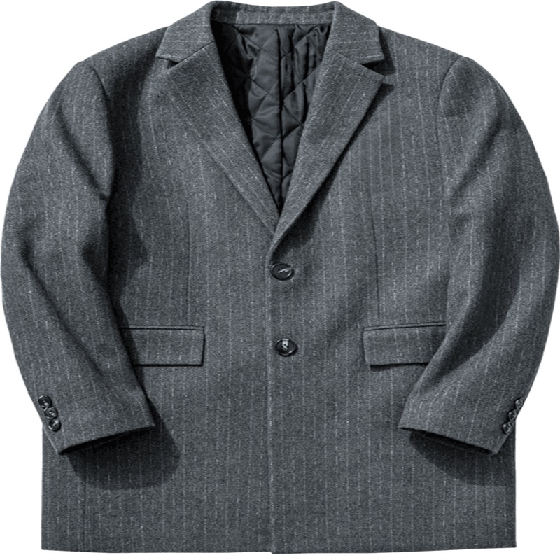 千纸鹤男装保暖上衣2019冬季新款时尚中长款毛呢大衣外套男69068