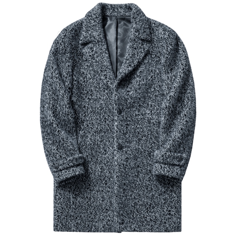 千纸鹤中长款呢大衣2019冬季青年潮流休闲厚款保暖外套69062