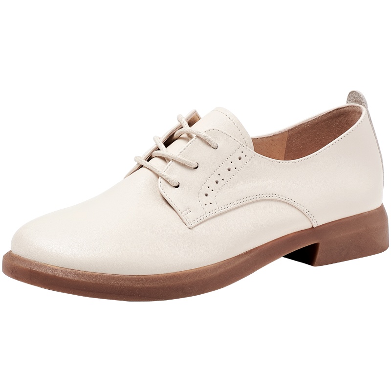 百田森2021秋季商场同款布洛克小皮鞋女英伦夏复古真皮低跟单鞋女