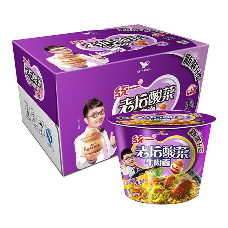 统一 来一桶老坛酸菜牛肉桶面*120g*12桶
