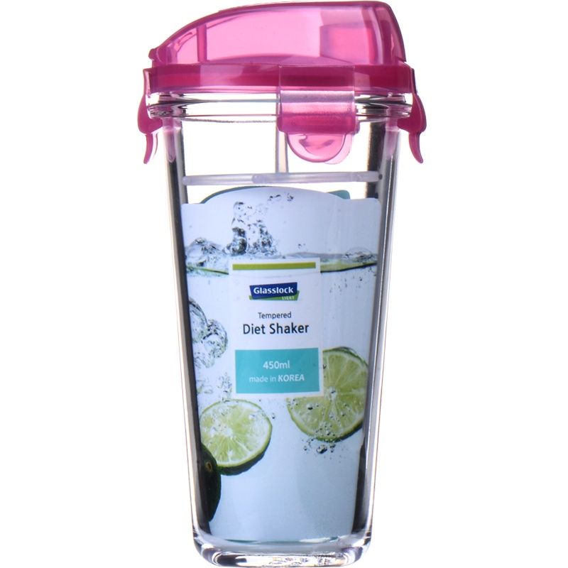 三光云彩(GLASSLOCK)韩国进口创意钢化玻璃水杯便携式泡茶杯可爱水杯 红色 450ml随手玻璃水杯