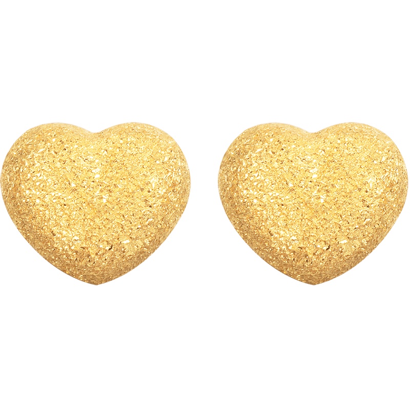 周生生(CHOWSANGSANG) 足金闪沙心形耳环68717E 计价