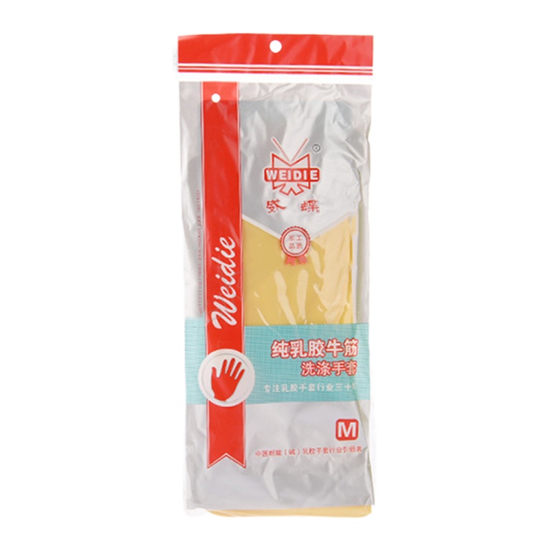 威蝶(WEIDIE) 乳胶黄加厚高 牛筋手套 牛筋手套 M 30cm (单位:副)