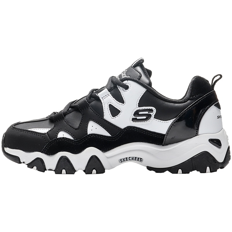 Skechers斯凯奇D'lites绑带女士复古拼接熊猫鞋休闲鞋88888112/BLK