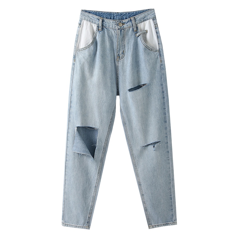 天淳尔夏款 前袋发色差破洞牛仔九分裤KJMM-6225