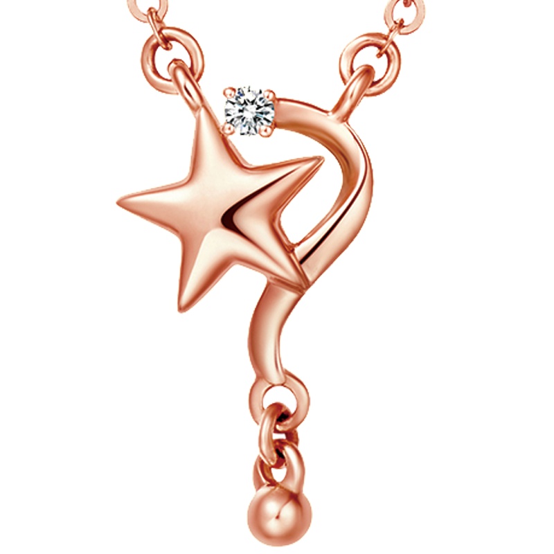 周大福Y时代星愿系列K金链星星18K金彩金钻石项链U159269