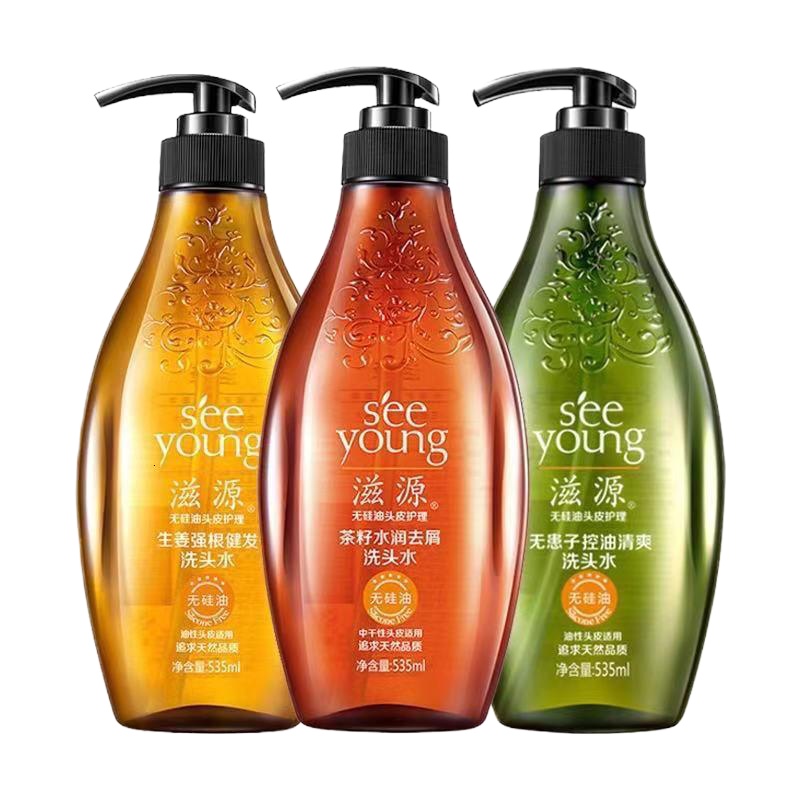 资源生姜强根健发洗头水 无硅油洗发水535ml生姜无患子茶籽洗发护发素套装源生姜强根健发