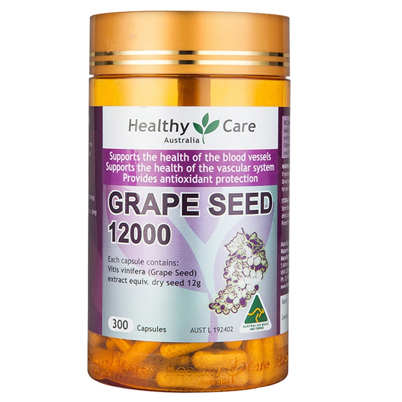 [张韶涵孙俪同款][保持肌肤弹性]Healthy Care 葡萄籽抗氧精华软胶囊 12000毫克 300粒/瓶 澳洲进口