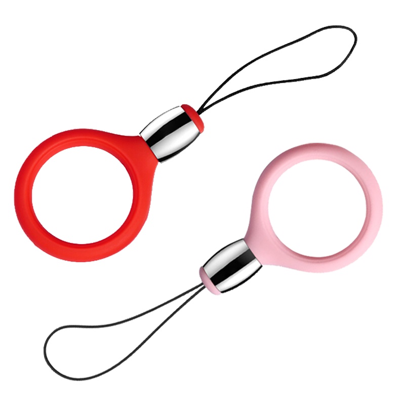 ESCASE[两只装]手机指环挂绳手指扣 防摔落 手机挂饰 通用苹果se2荣耀X10华为nova7等手机壳硅胶软款红+粉