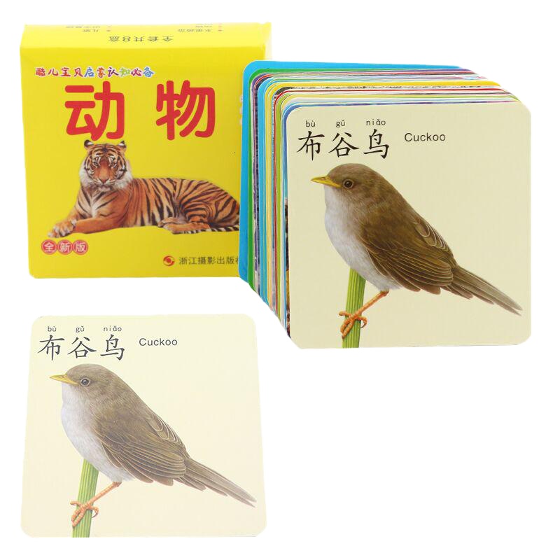 婴幼儿童撕不烂早教卡片 0-3岁宝宝玩具启蒙看图学习识字卡片 水果蔬菜一盒45张