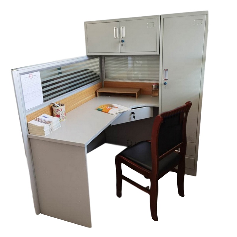 逐鹿中原办公室木质办公桌带铁皮柜1.4米办公桌PFT862文件柜组合