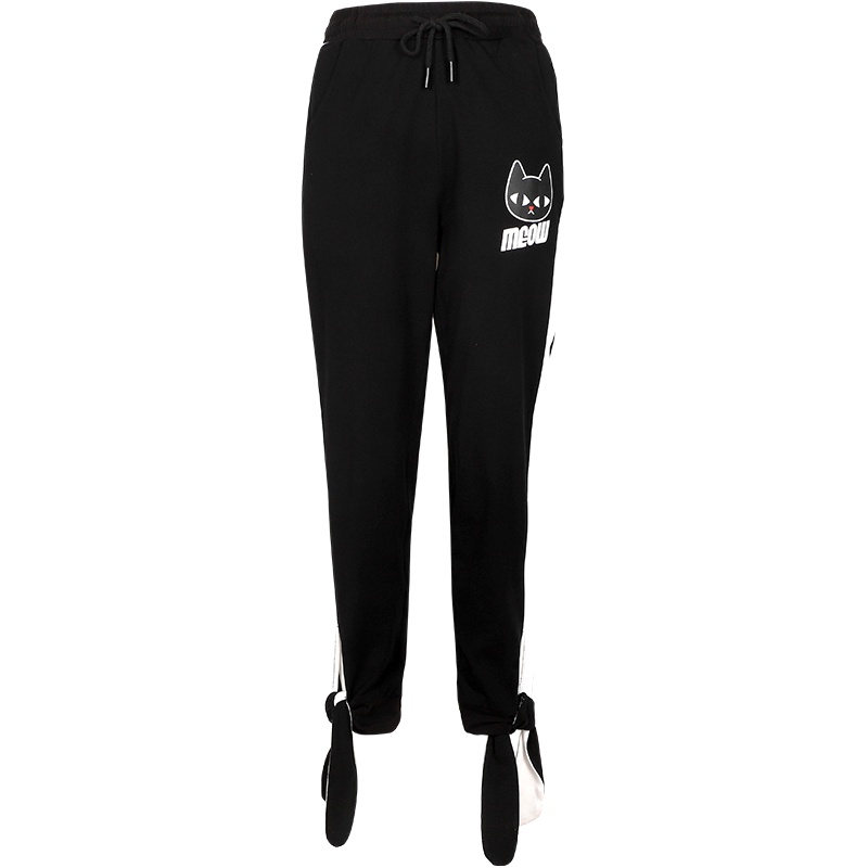 a02新款2020潮流卡通字母印花绑带撞色运动休闲裤女DTV2C0011PN