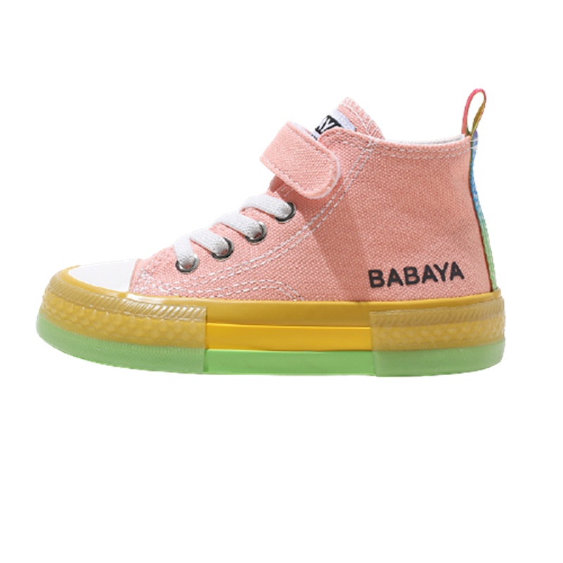 芭芭鸭儿童高帮帆布鞋男女童时尚休闲百搭板鞋潮