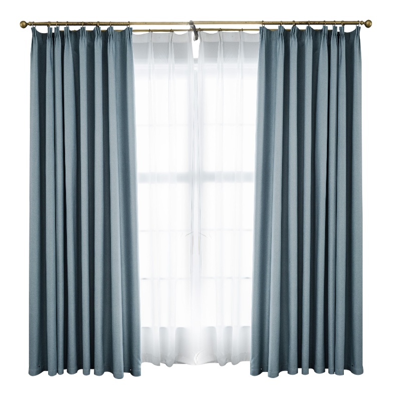 京城派 遮光窗帘北欧简约现代挂钩人字纹窗帘加厚打孔窗帘飘窗客厅帘子遮阳布纯色轻奢卧室挂钩窗帘