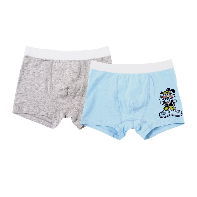 巴布豆配饰儿童内衣内裤男童1-13岁常规平角内裤小童中大童纯棉3-11码春季夏季秋季冬季80cm-150cm蓝+灰