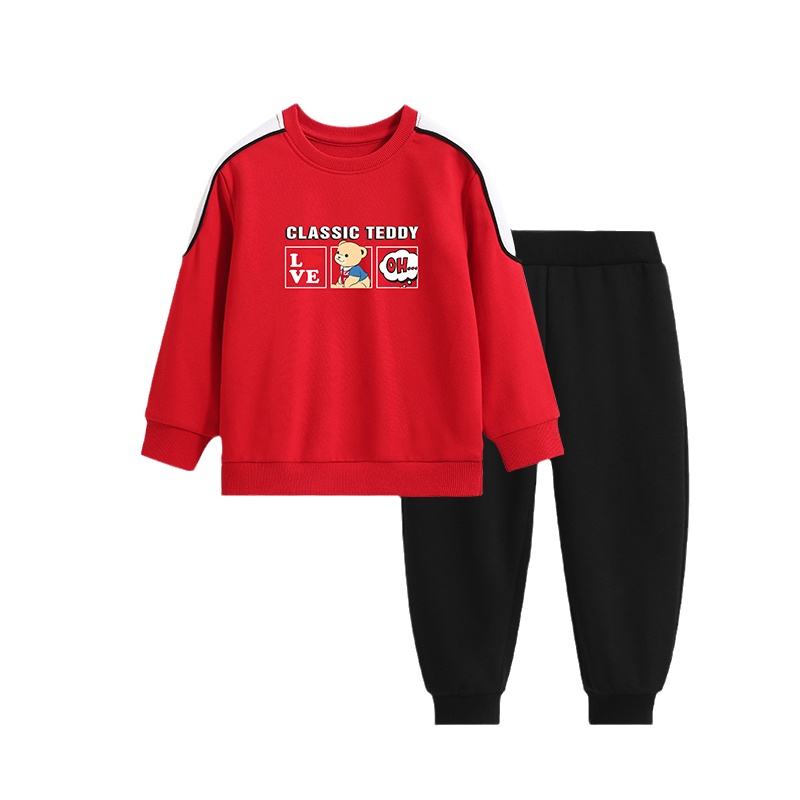 精典泰迪男童套装儿童卫衣卫裤两件套宝宝秋装休闲运动套装