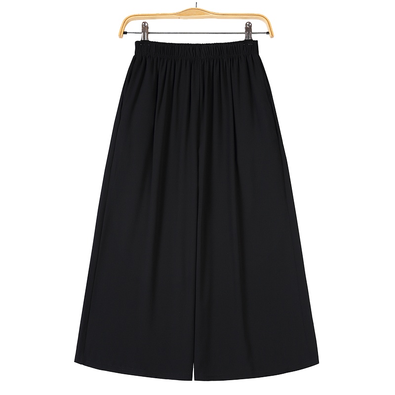 HPbrother 中老年女裤雪纺垂感阔腿裤女2020夏季薄款妈妈韩版七分裤子百搭宽松大码休闲裤