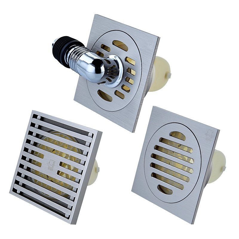 潜水艇(Submarine)LTK50XW 铜质防臭地漏套装 镀镍拉丝面 淋浴 干区 洗衣机 弯头