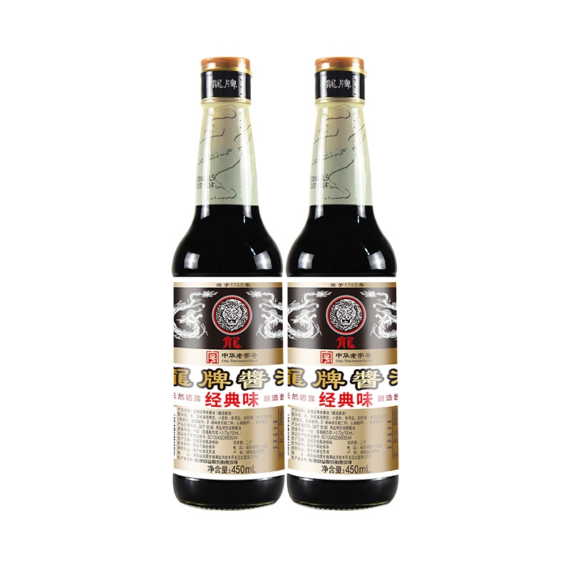 龙牌旗舰店龙牌经典味酱油450ml2瓶装酿造老抽红烧上色红烧肉拌饭 900ml