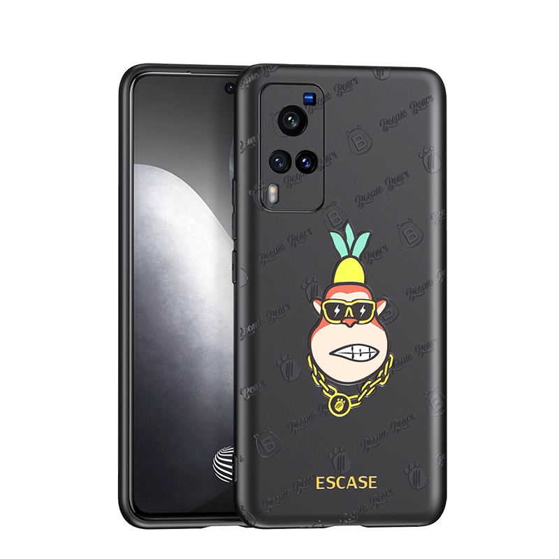 ESCASE vivo x60手机壳保护套 磨砂软壳3D浮雕手感可爱个性动漫轻薄硅胶软壳黑色