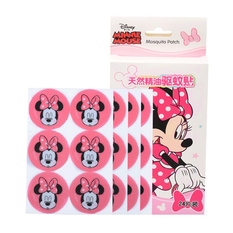 迪士尼植物精油防蚊贴24枚 婴儿长效防避蚊虫 不含避蚊胺新生儿童宝宝驱蚊贴 成人旅游户外用品安全健康驱蚊 可爱米妮