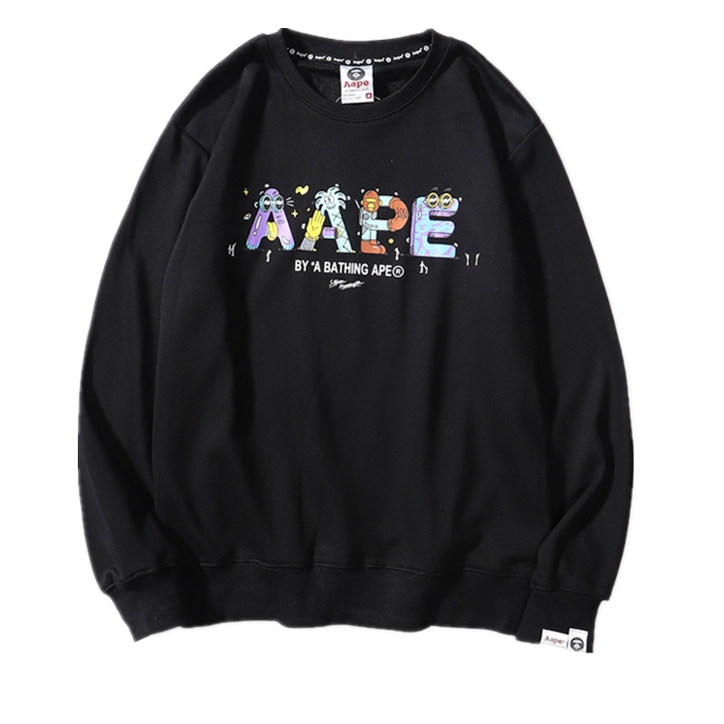 猿人潮牌19秋款情侣纯棉运动糖果字母男女打底卫衣潮牌套头衫女装