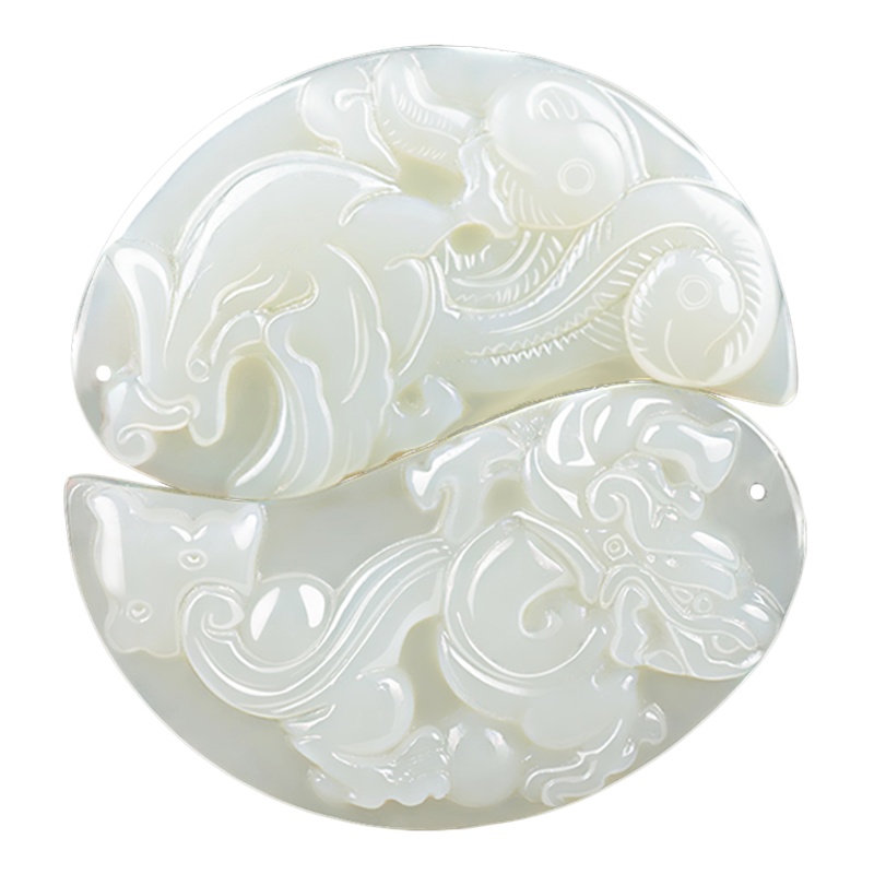 臻玉盈 和田玉定情信物结婚礼物 龙凤玉佩男女款情侣玉石玉牌一对