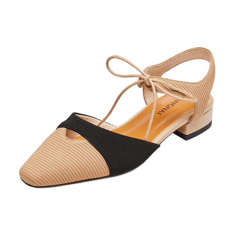 康奈女鞋 夏季时尚都市休闲百搭潮流拼色尖头系带凉鞋15484034