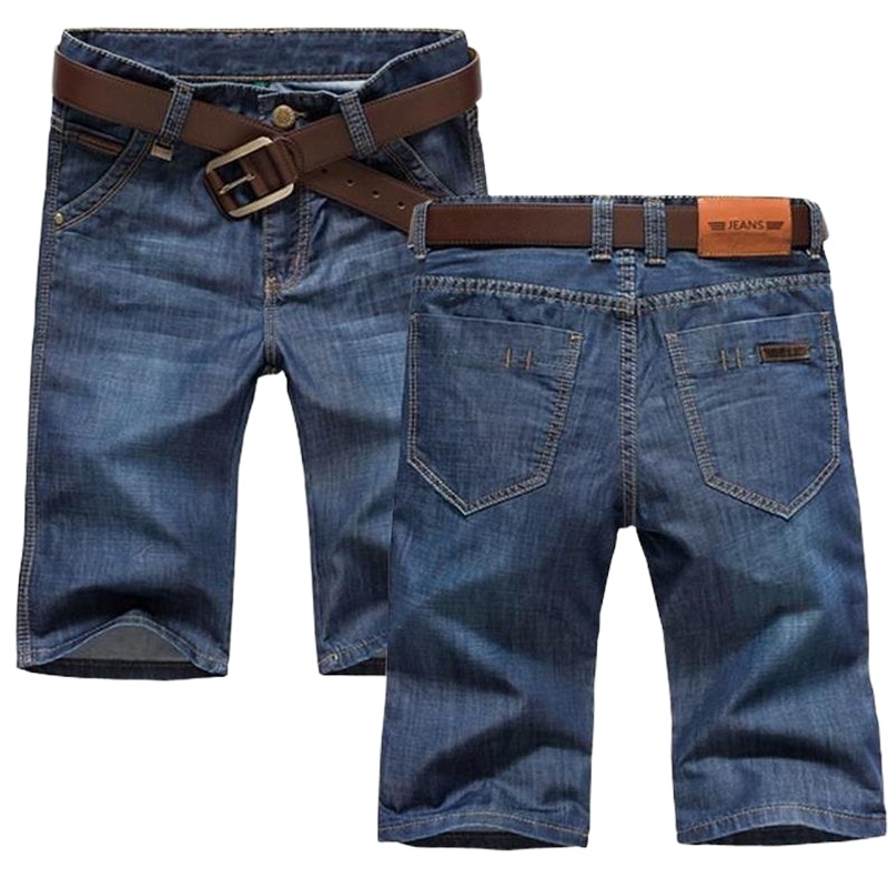 gurunvani 夏季薄款男士牛仔短裤男五分休闲牛仔裤子男宽松直筒马裤七分中裤