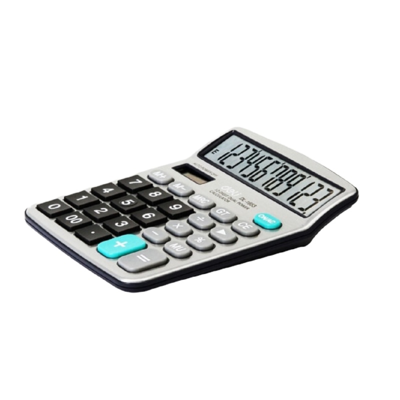得力(deli)1653双电源宽屏办公桌面计算器 财务计算机 办公用品 银白色