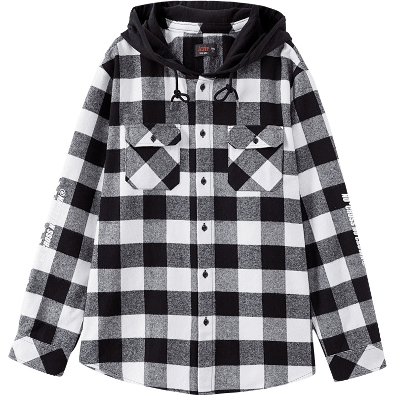 [2件2折价:69]美特斯邦威衬衫男秋冬新款休闲潮牌潮流基础连帽男士长袖衬衫