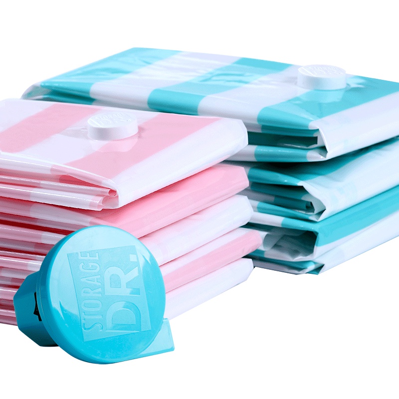 收纳博士条纹加厚棉被子真空压缩袋收纳袋送电泵共14件套 衣服整理袋吸纳袋压塑袋压收袋衣物收容袋抽真空防潮收纳袋密封带