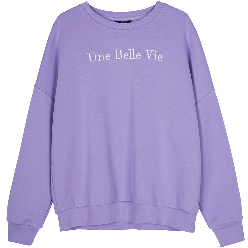 拉夏贝尔长袖套头卫衣女士2019早春季新款韩版宽松字母上衣圆领学生短外套30084329