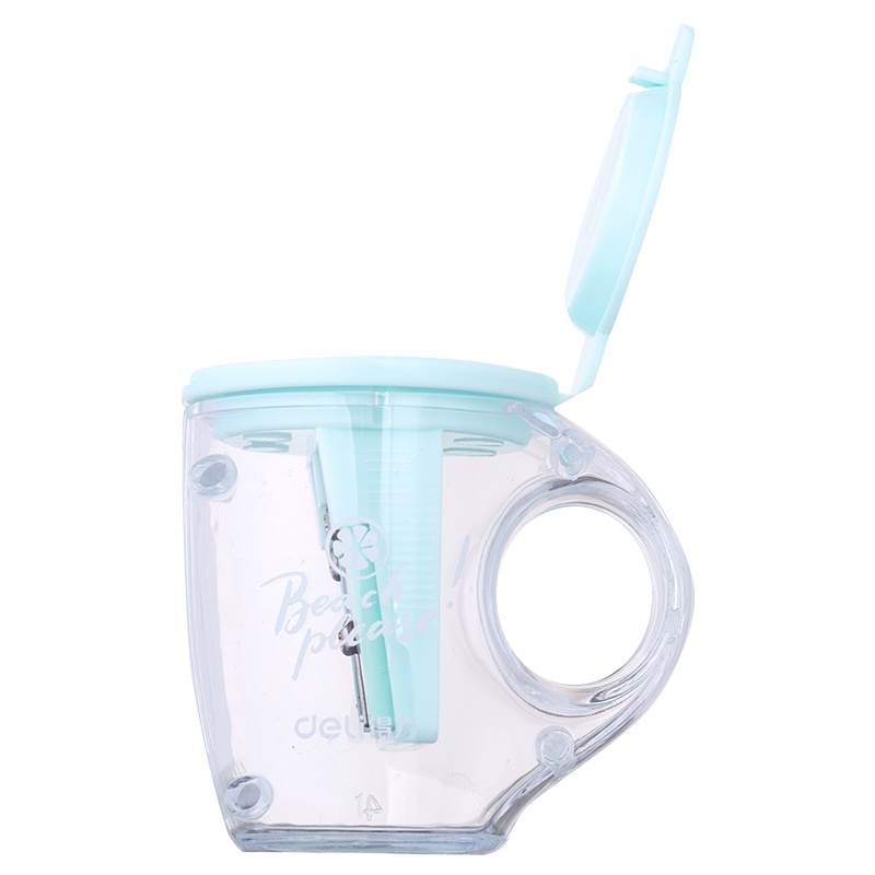 得力deli0551削笔器12个双孔卷笔刀可爱创意茶杯造型学生削笔机卷笔器双刀头透明双孔可爱创意文具用品