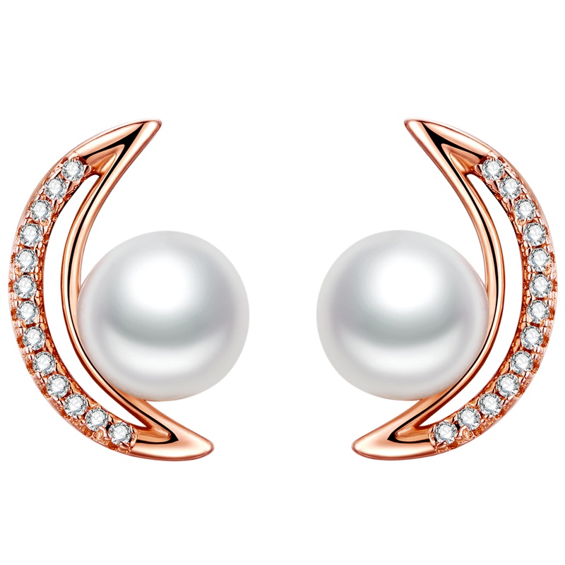 佰色传情925纯银淡水珍珠耳钉女气质简约百搭耳环耳坠