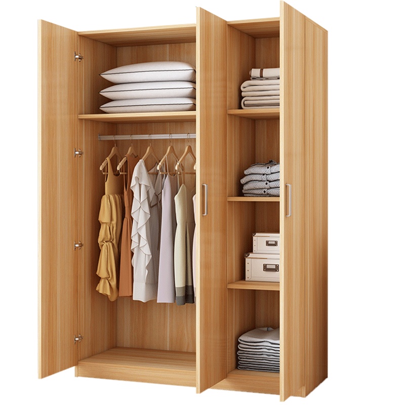 鑫金虎 衣柜简约现代家用卧室四开门柜子经济型出租房收纳柜子小户型实木板式衣橱
